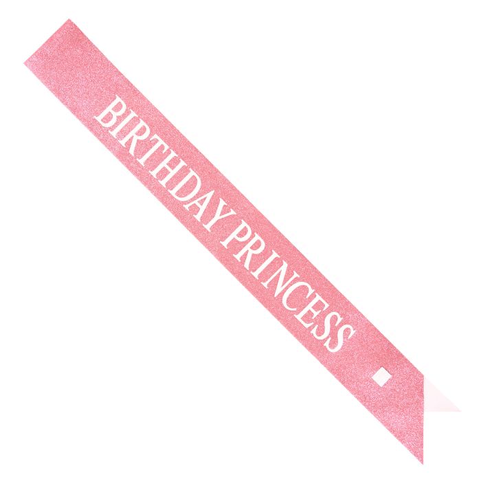 6 Pack Bulk Birthday Princess Headband/Glittered Sash Set