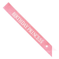 6 Pack Bulk Birthday Princess Headband/Glittered Sash Set