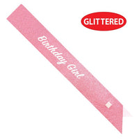 6 Pack Bulk Birthday Girl Glittered Sash