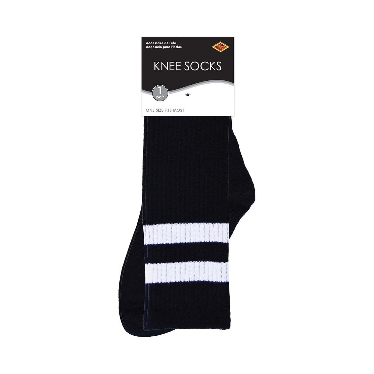 12 Pack Bulk Black Knee Socks One Size Fits Most for Spirit & Costumes
