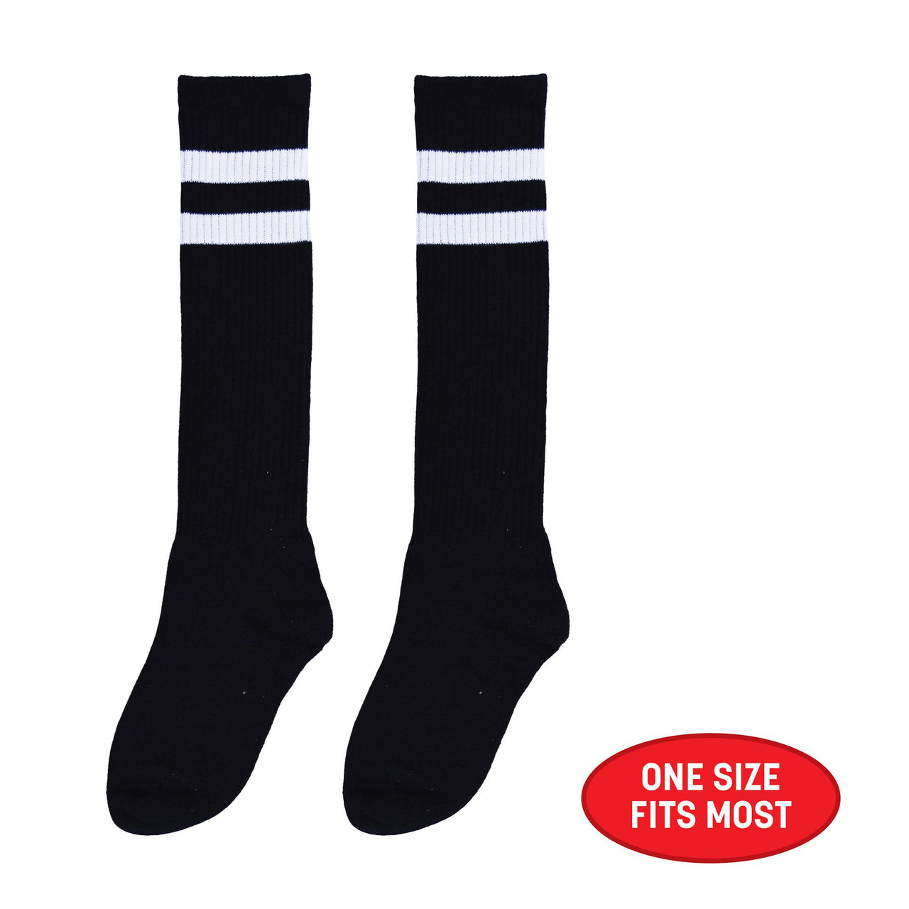 12 Pack Bulk Black Knee Socks One Size Fits Most for Spirit & Costumes