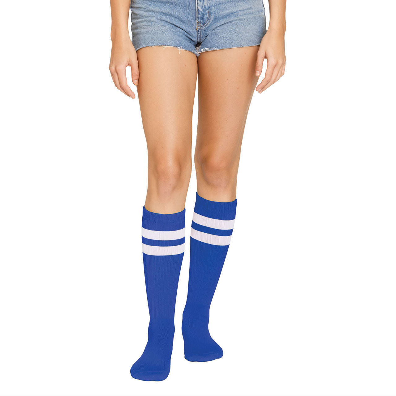 12 Pack Bulk Blue Knee Socks One Size Fits Most for Spirit & Costumes