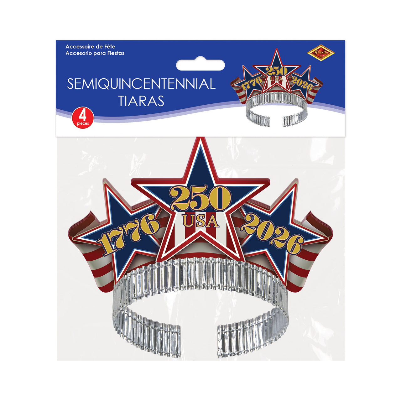 48 Pack Bulk Semiquincentennial Patriotic Tiaras