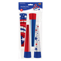 48 Pack Bulk Patriotic Foil Horns Assorted Designs