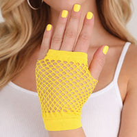 12 Pack Bulk Yellow Fishnet Gloves Spirit & School Spirit Accessory - view 2
