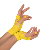 12 Pack Bulk Yellow Fishnet Gloves Spirit & School Spirit Accessory - view 3