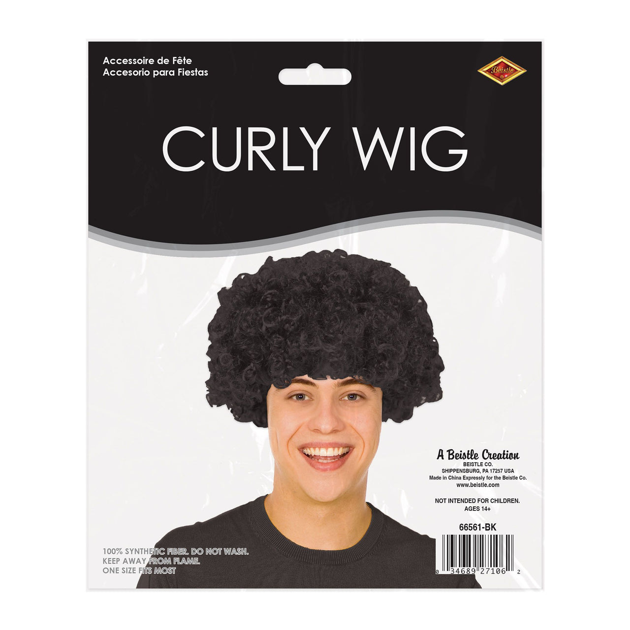 6 Pack Bulk Curly Black Wig Perfect for Costumes & Spirit Events