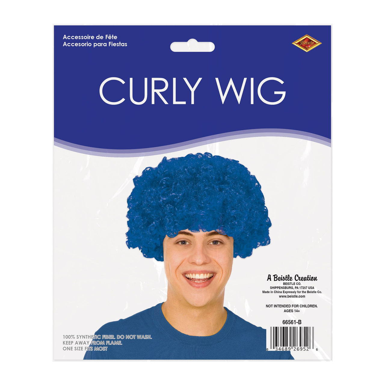 6 Pack Bulk Blue Curly Wig Fun  for Spirit & Halloween