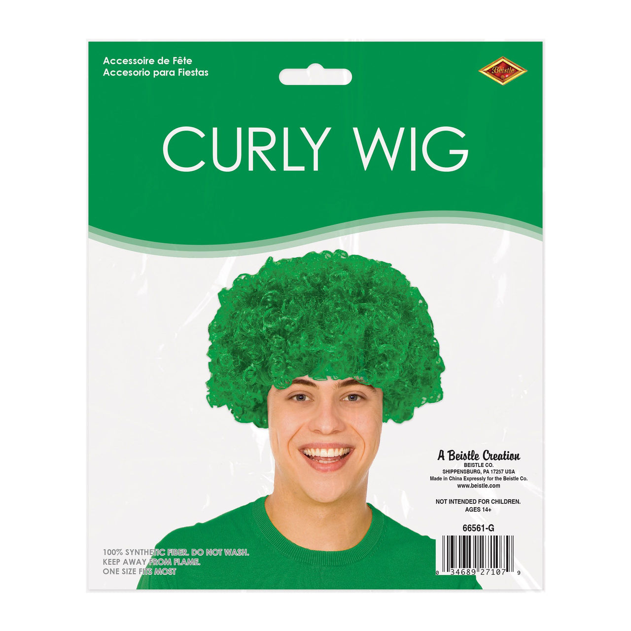 6 Pack Bulk Green Curly Wig Spirit, School & Halloween Fun