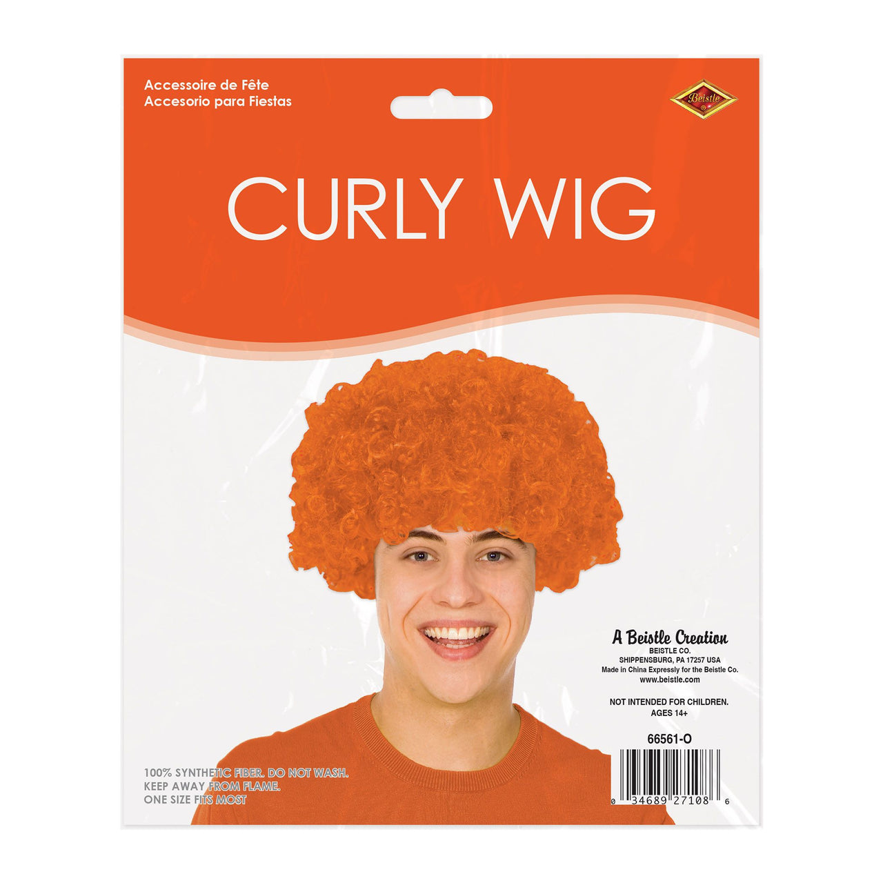 6 Pack Bulk Vibrant Orange Curly Wig Spirit & Halloween Fun!