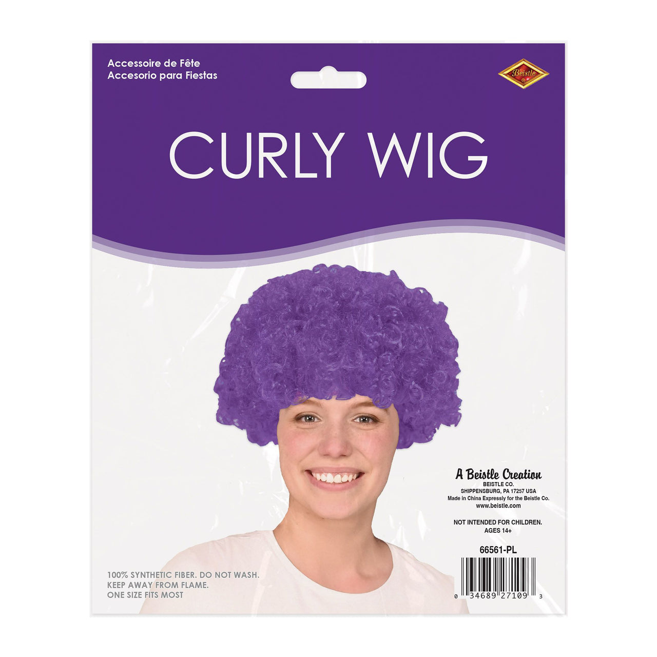 6 Pack Bulk Purple Curly Wig Fun Costume Accessory & Spirit Wear