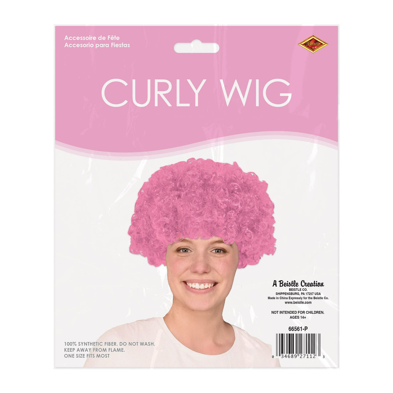 6 Pack Bulk Pink Curly Wig Spirit Colors & School Spirit Fun!