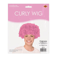 6 Pack Bulk Pink Curly Wig Spirit Colors & School Spirit Fun!