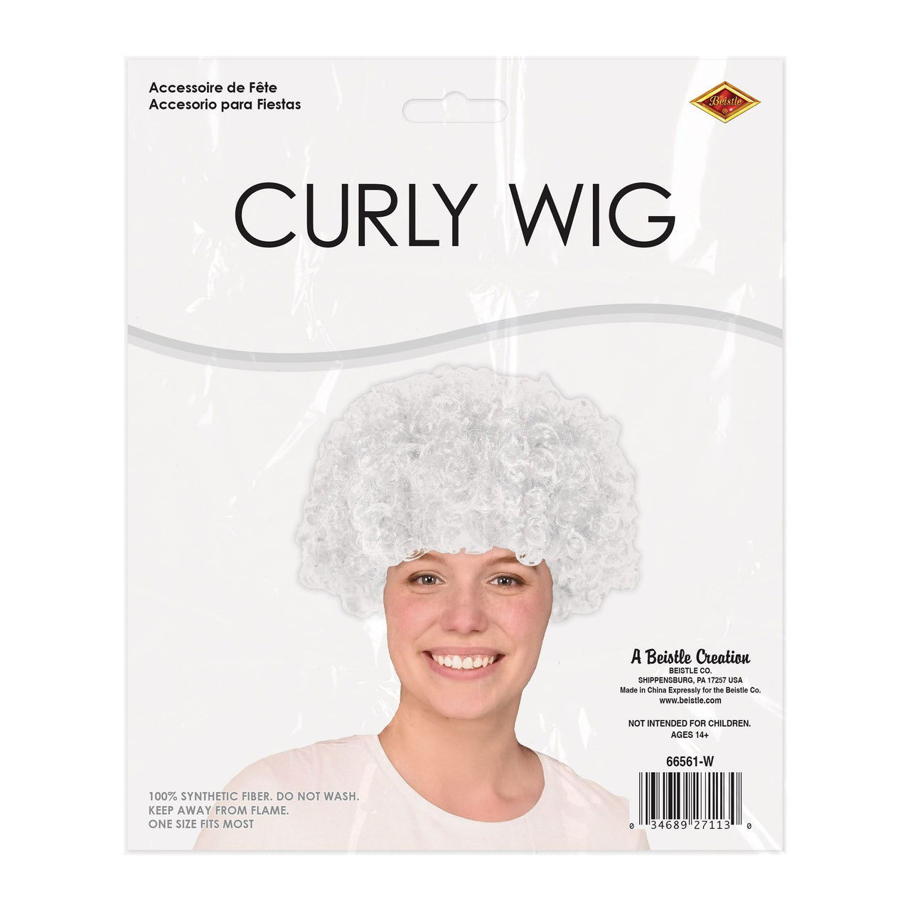 6 Pack Bulk White Curly Wig One Size Fits Most for Spirit & Costumes