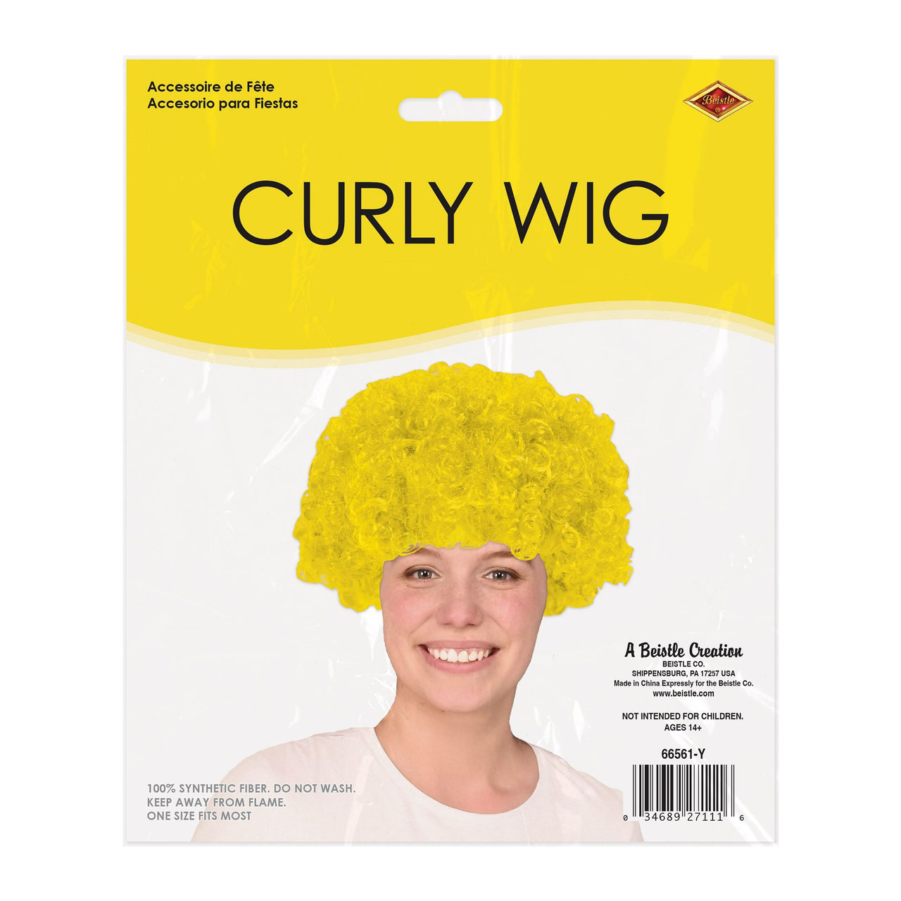 6 Pack Bulk Vibrant Yellow Curly Wig Spirit & School Event Accessory