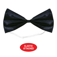 12 Pack Bulk Black Elastic Bow Tie One Size Fits Most
