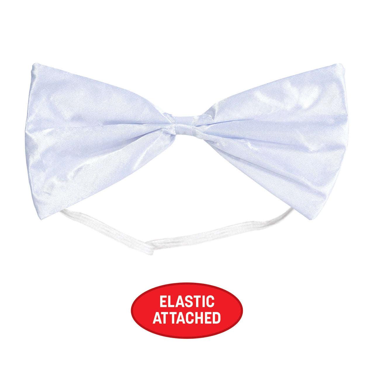 12 Pack Bulk White Bow Tie Elastic Attached One Size Fits Most