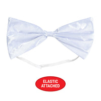 12 Pack Bulk White Bow Tie Elastic Attached One Size Fits Most