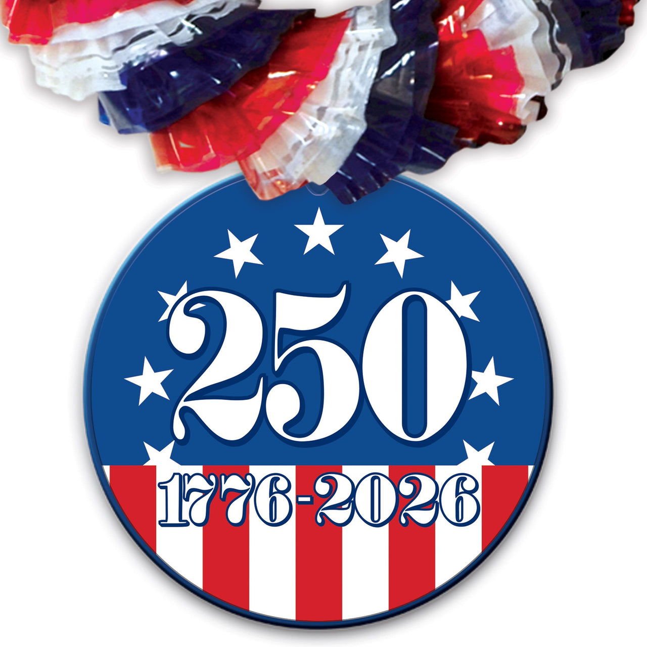 48 Pack Bulk Semiquincentennial Poly Leis Patriotic