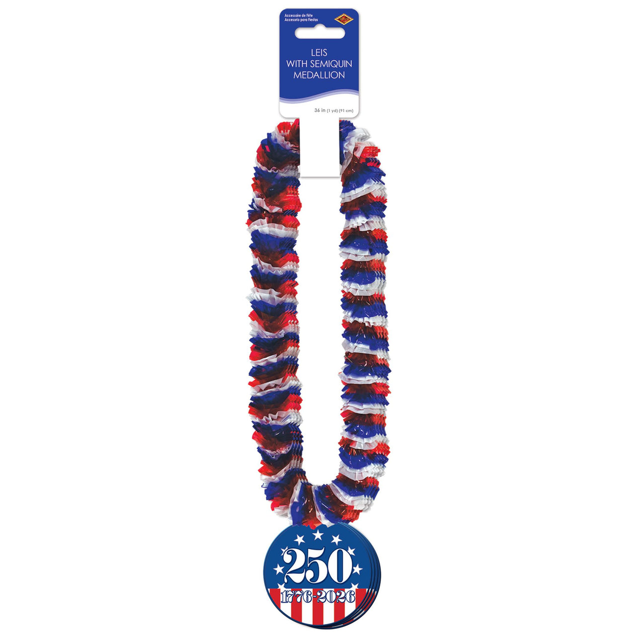 48 Pack Bulk Semiquincentennial Poly Leis Patriotic
