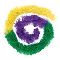 6 Pack Bulk Mardi Gras Fluffy Boa Gold, Green & Purple 5 ft 11 inch
