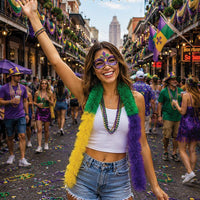 6 Pack Bulk Mardi Gras Fluffy Boa Gold, Green & Purple 5 ft 11 inch - view 2