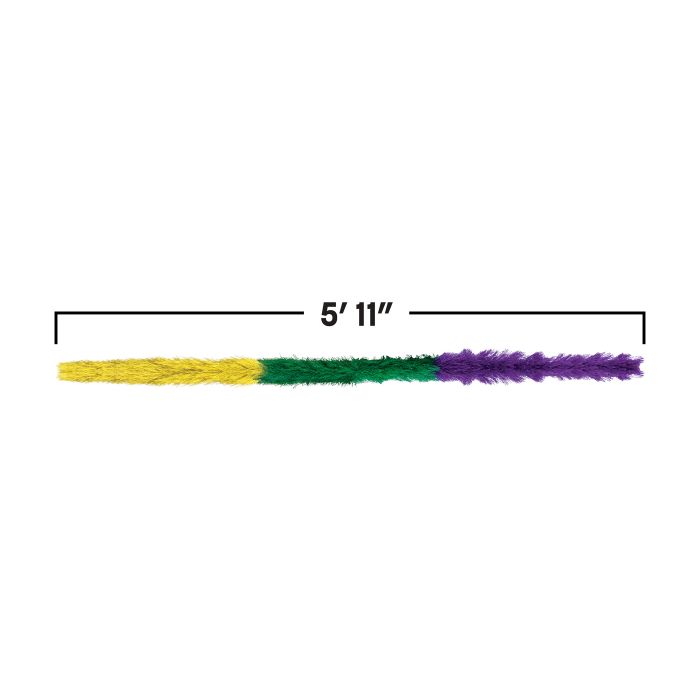 6 Pack Bulk Mardi Gras Fluffy Boa Gold, Green & Purple 5 ft 11 inch - view 3