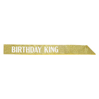 12 Pack Bulk Birthday King's Crown & Glittered Sash Set One Size Fits Most
