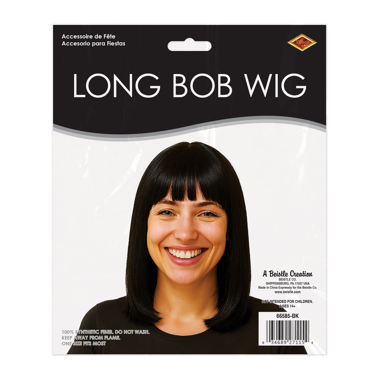 6 Pack Bulk Black Long Bob Wig Spirit & Halloween