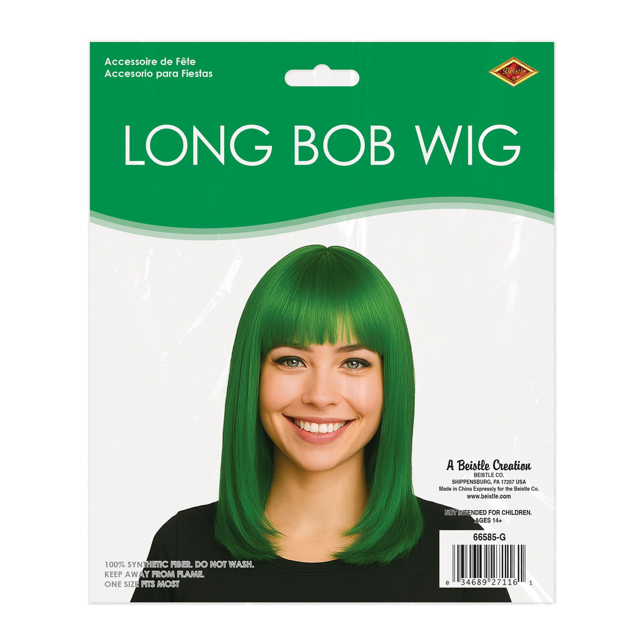 6 Pack Bulk Green Long Bob Wig Spirit & Halloween