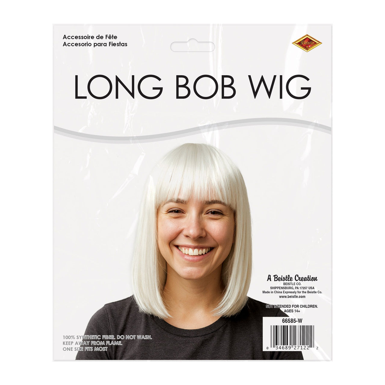 6 Pack Bulk White Long Bob Wig Spirit & Halloween