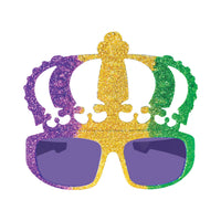 12 Pack Bulk Glitter Mardi Gras Crown Glasses