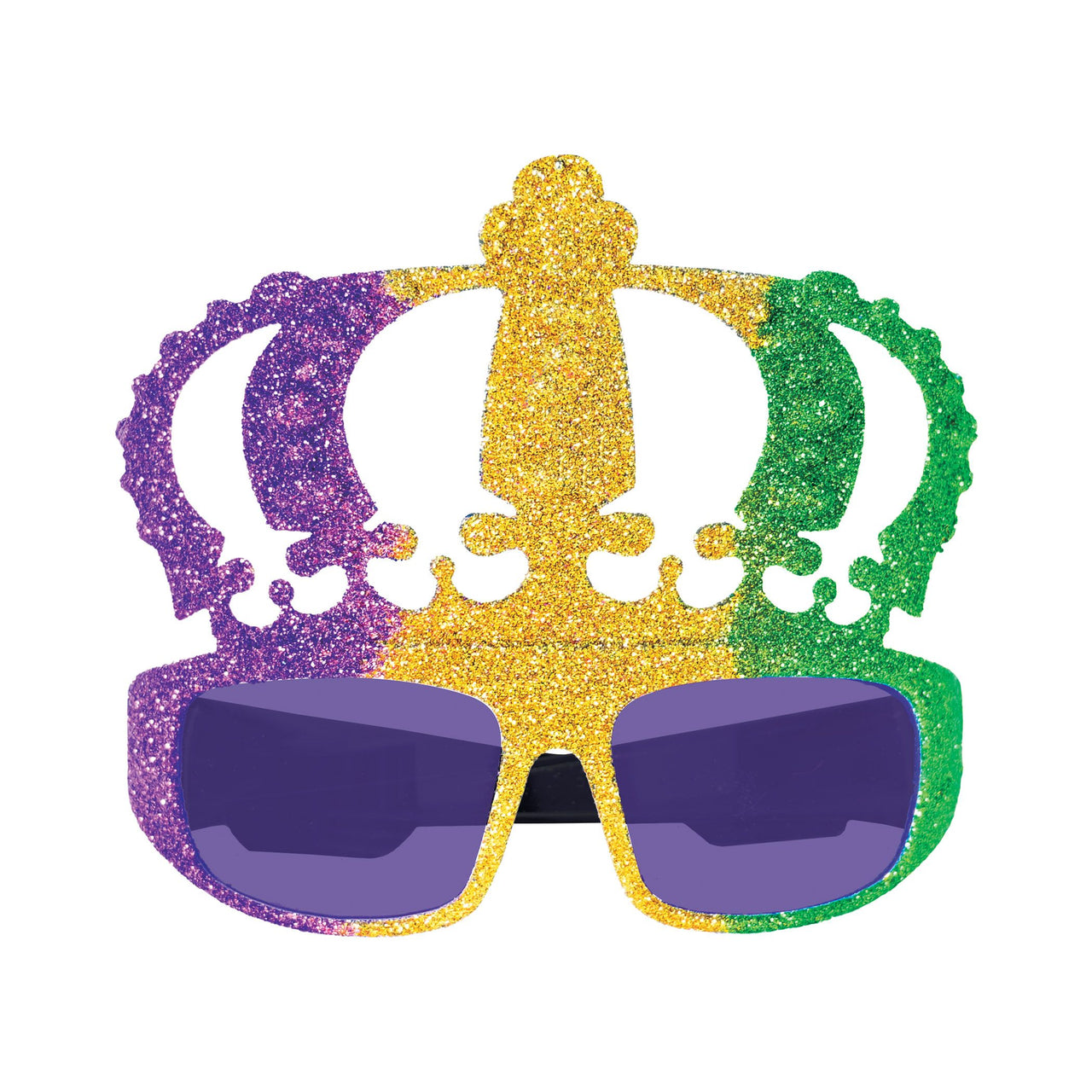 12 Pack Bulk Glitter Mardi Gras Crown Glasses - view 4