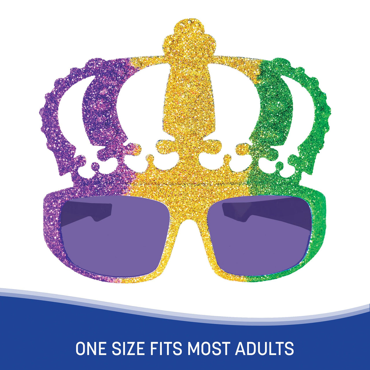 12 Pack Bulk Glitter Mardi Gras Crown Glasses - view 5