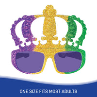 12 Pack Bulk Glitter Mardi Gras Crown Glasses - view 5