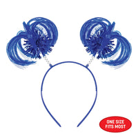 12 Pack Bulk Blue Ponytail Bopper Headband Spirit & School Fun
