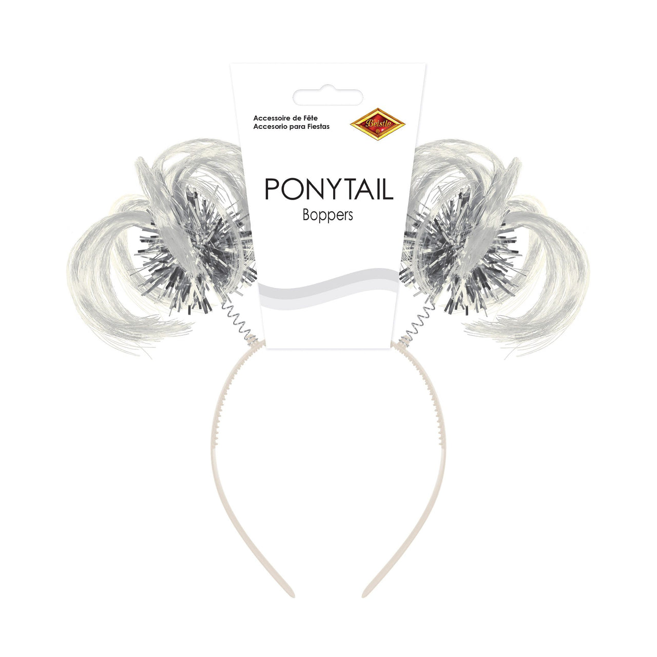 12 Pack Bulk White Ponytail Boppers Headband Spirit & School Fun