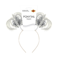 12 Pack Bulk White Ponytail Boppers Headband Spirit & School Fun