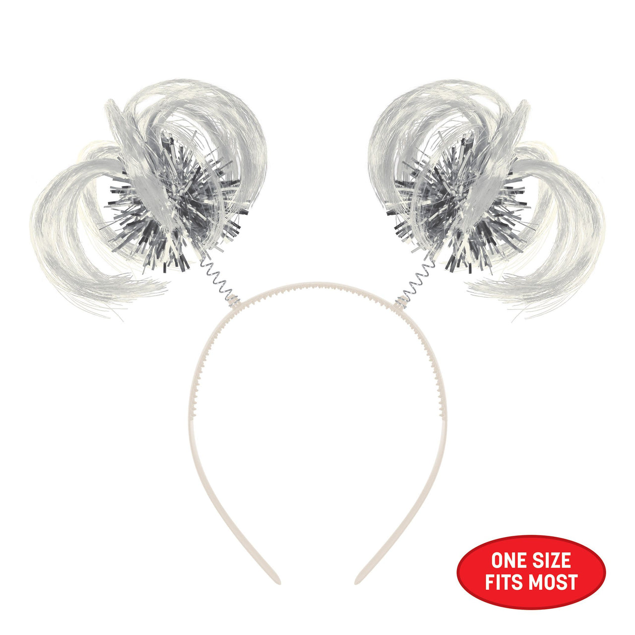 12 Pack Bulk White Ponytail Boppers Headband Spirit & School Fun