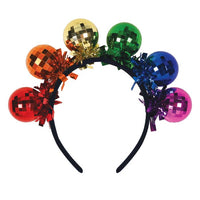 12 Pack Bulk Deluxe Rainbow Disco Ball Headband Fun Party Accessory
