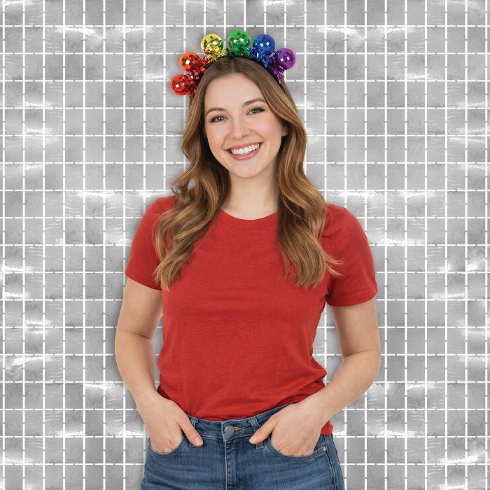 12 Pack Bulk Deluxe Rainbow Disco Ball Headband Fun Party Accessory - view 2
