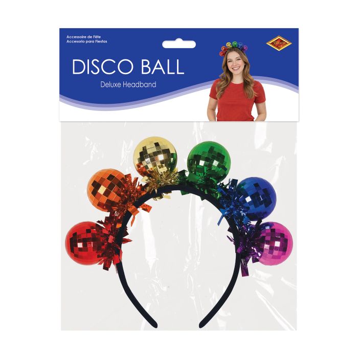 12 Pack Bulk Deluxe Rainbow Disco Ball Headband Fun Party Accessory - view 3