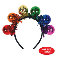 12 Pack Bulk Deluxe Rainbow Disco Ball Headband Fun Party Accessory - view 5
