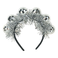 12 Pack Bulk Deluxe Disco Ball Headband Silver Sparkle Party Accessory