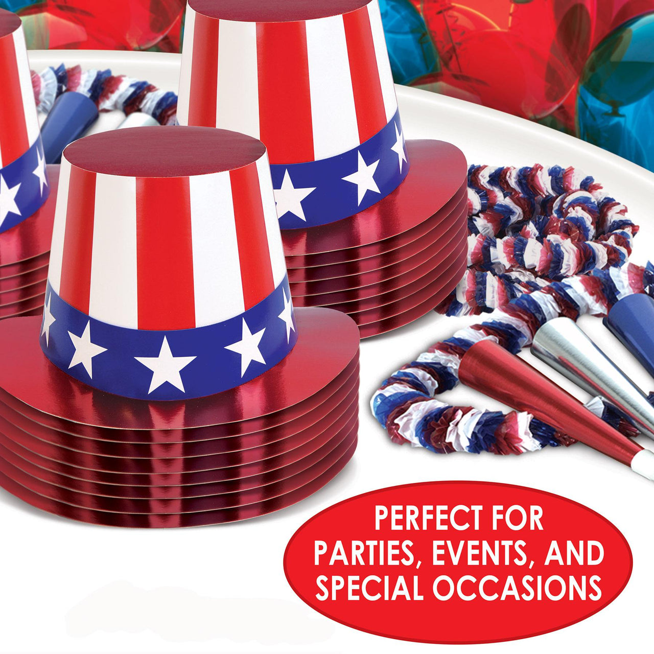 Patriotic Party Supplies - Red, White & Blue Hi-Hat 