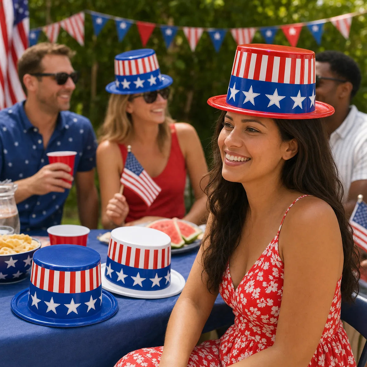 25 Pack Bulk Patriotic Toppers asst red, white, blue