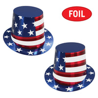 25 Pack Bulk Patriotic Foil Hi-Hat One Size Fits Most