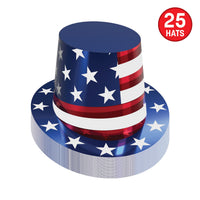 25 Pack Bulk Patriotic Foil Hi-Hat One Size Fits Most