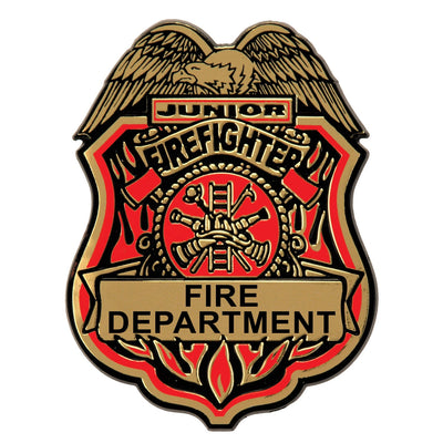 Junior Firefighter Plastic Badge with Clip - 2.75 inch
