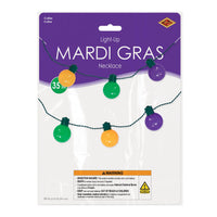 12 Pack Bulk Light-Up Oversized Mardi Gras Necklace 3 Light Modes